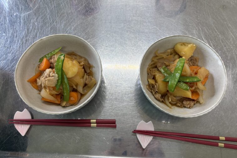 【中2 家庭科肉じゃがの実習】